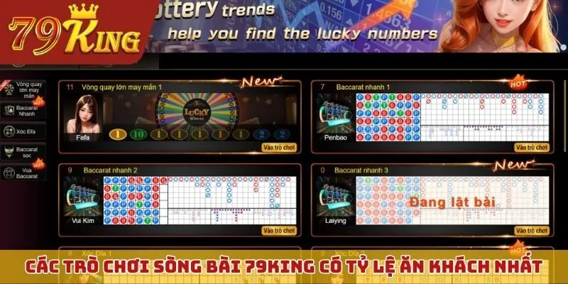 Các trò chơi sòng bài 79KING có tỷ lệ ăn khách nhất