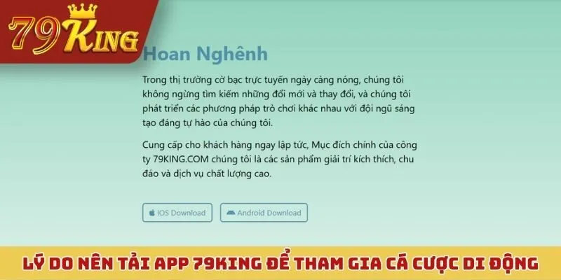 Lý do bạn nên tải app 79KING để tham gia cá cược di động