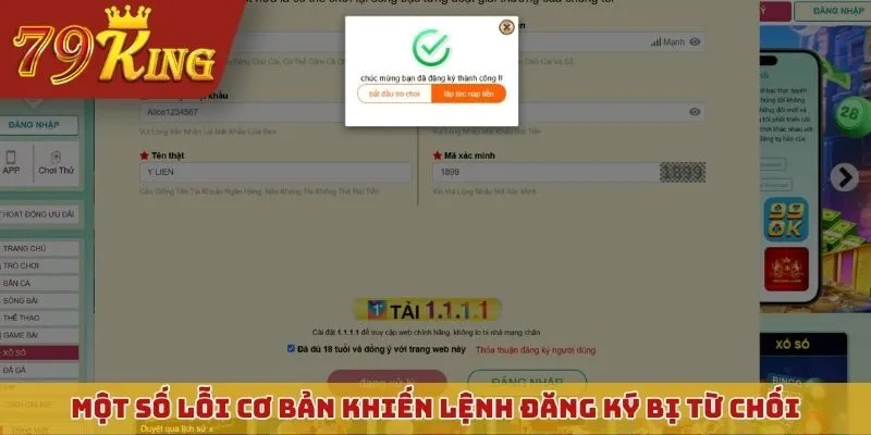 Một số lỗi cơ bản khiến lệnh đăng ký bị hệ thống từ chối